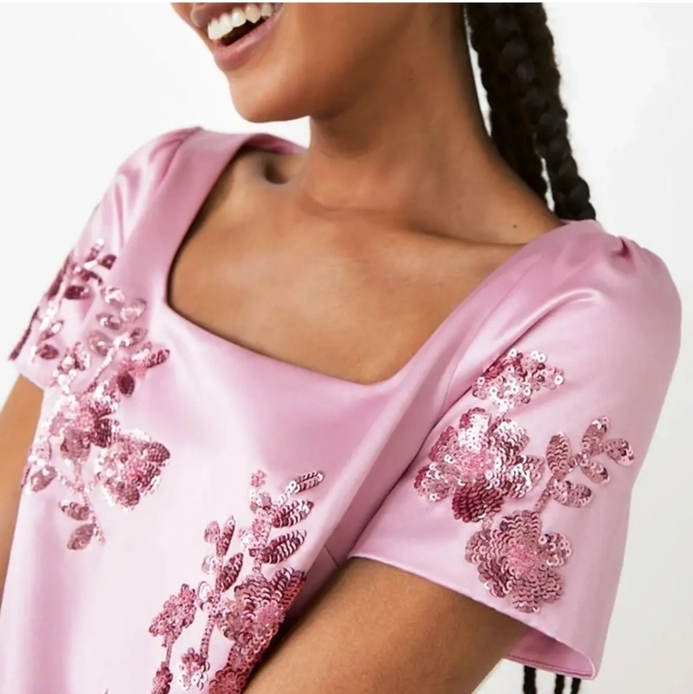 & Other Stories Pink Nahida Sequin Embroidered Mini Dress - Picture 2 of 11